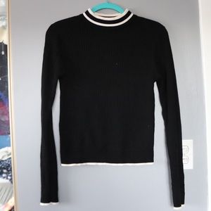 Aeropostale Mock Neck Sweater | Black and White | Size L